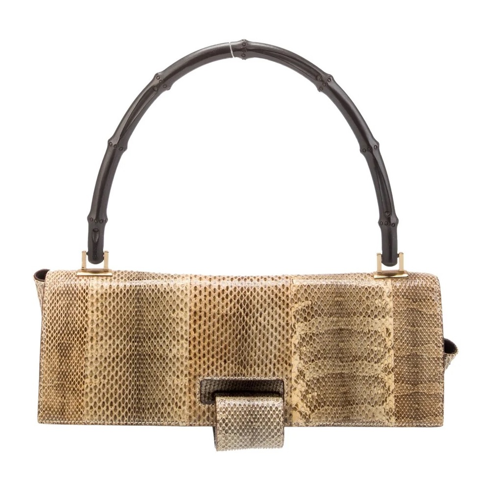 Gucci Snake Print Bamboo Top Handle Bag